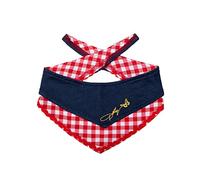 Doggy Parton Blue Printed Denim & Gingham Print Bandana for Pets, Medium/Large (22120720)