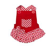 Doggy Parton Red Gingham Overalls Dress for Pets