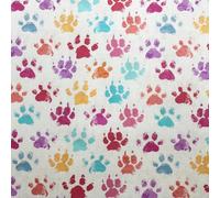 Doggy Paw Print Fabric - Bright Candy Multi Pink Animal Paw Print Craft Fabric Material