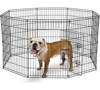 Doggy Style 8 Panel Playpen Suitable for Dogs Puppies Cats & Rabbits Foldable Ideal for Indoor Outdoor use Puppy Play Pen (Large, 8 Panel Light/Sml Door/Black)