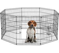 Doggy Style 8 Panel Playpen Suitable for Dogs Puppies Cats & Rabbits Foldable Ideal for Indoor Outdoor use Puppy Play Pen (Medium, 8 Panel Light/Sml Door/Black)