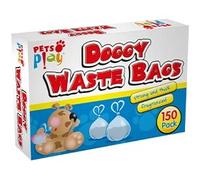 Doggy Waste Scented Pet Scooper Poo Bags - 150 x Dog Waste Bags - Black With Tie Handles (2 Pack)