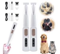 Doggykings 3 in 1 Electric Dog Trimmer, Pawfectheaven Paw Trimmer with LED Light, Rechargeable Waterproof Low Noise Dogs Hair Grooming Shaver, Around Paws, Eyes, Ears, Face, Rump (2PCS)