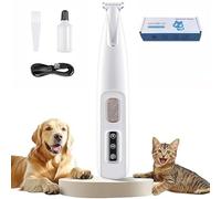 DoggyKings™ 3 in 1 Electric Dog Trimmer, Pet Paw Trimmer with LED Light, Cordless Low Noise Pet Hair Clipper Rechargeable, Small Grooming Shaver for Cat's Eyes Face Ears Feet Rump Around (White)