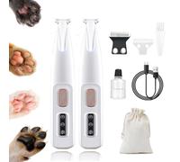 Doggykings 3 in 1 Electric Dog Trimmer, Rechargeable Waterproof with LED Light, Low Noise for Trimming Dog's Hair Around Paws, Eyes, Ears, Face, Rump (White 2pcs)