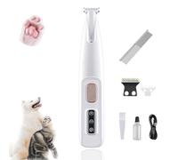 DoggyKings Trimmer, Doggykings 3 in 1 Electric Dog Trimmer with LED Light, Low Noise Waterproof Rechargeable Dog Paw Trimmers for Paws, Ears, Face, Rump and Eyes (Single + Double Blade)