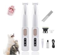DoggyKings Trimmer, Doggykings 3 in 1 Electric Dog Trimmer with LED Light, Low Noise Waterproof Rechargeable Dog Paw Trimmers for Paws, Ears, Face, Rump and Eyes (Two + Double Blade)