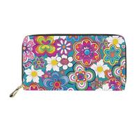 doginthehole American Bulldog Women Wallet Zip Around Clutch Ladies Travel Coin Purse, Boho Blossom, One Size, Classic