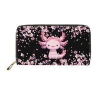 doginthehole American Bulldog Women Wallet Zip Around Clutch Ladies Travel Coin Purse, Kawaii Axolotl, One Size