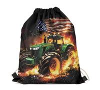 doginthehole Animal Horse Printed Durable Drawstring Bags Teenager Backpacks, Flame Tractor, One Size
