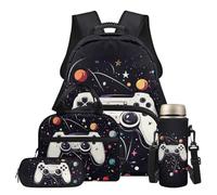 doginthehole Backpack for School Boys Lightweight Boys Bookbag with Lunch Box 4pcs Boys School Bag for Boys 8-12 12-14, Cool Game, One Size