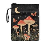 doginthehole Cute Mushroom Butterfly Book Sleeve for Book Lovers with Strap Washable Fabric Book Protector Pouch Paperback Hardcover Book Cover Zipper Storage Bag for Teen Adult Book Lover