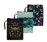 doginthehole Dragonfly Book Cover Book Protector Sleeve for Book Lovers, 3 Pieces Book Sleeves Paperback Hardcover Book Carrying Case Portable Book Sack Storage Bags with Zipper and Front Pocket