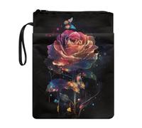 doginthehole Floral Book Sleeve for Book Lovers Women Girls Colorful Rose Butterfly Book Pouch with Zipper 11.4 x 8.7 Inch Book Covers for Paperback Novels Bible Textbook