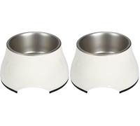 Dogit 2-in-1 Elevated Dish/Bowl, 300 ml Capacity, White/Cream (Pack of 2)