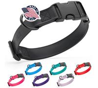 Dogline Biothane Waterproof Dog Collar with Quick Release Buckle Strong Coated Nylon Webbing with Odor- Proof for Easy Care Easy to Clean Fits Small Medium or Large Dogs, Black 1" W 15-23" L