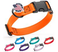 Dogline Biothane Waterproof Dog Collar with Quick Release Buckle Strong Coated Nylon Webbing with Odor- Proof for Easy Care Easy to Clean Fits Small Medium or Large Dogs, Orange 3/4" W 12-19" L