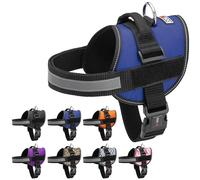 Dogline Dog Harness, Reflective No-Pull Adjustable Vest with Handle for Walking, Training, Breathable, No - Choke Harness for Small, Medium or Large Dogs Room for Patches Girth 22"-28" in Cyan Blue