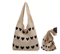 dogmoon Crochet Tote Bag, Women Knitted Handbags, Mesh Beach Bag, Beach Bag for Women, Retro Crochet Mesh Beach Tote Bag, Boho Shoulder Bag for Holiday Daily Work Shopping Travel