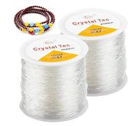 dogmoon Crystal Elastic Beading Thread, 2PCS 0.7mm Bracelet String Cord, Thread for Jewellery Making, Cord Clear Stretch Bead Hanging Christmas Ornaments Making(100m)