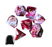 dogmoon DND Polyhedral Game Dice, 7Pcs Red White Acrylic Dice Set for Dungeons & Dragons D&D RPG MTG Role Playing Table Games, D4 D8 D10 D12 D20