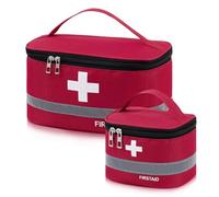 dogmoon First Aid Bag Empty, 2PCS Small/Large First Aid Emergency Organizer Bags, Portable Empty Medicine Bags, Medicine Travel Storage Bag Portable First Aid Box for Outdoor Camping Travel Work(Red)