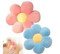 dogmoon Flower Pillow, 2PCS Daisy Cushion, 38x38cm Flower Floor Cushion Pillow for Car Home Sofa Chair and Floor(Pink, Blue)
