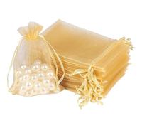 dogmoon Sheer Organza Bags, 50PCS 15x20cm Medium Organza Gift Bags, with Drawstring Jewelry Gift Bags, Wedding Favour Bags for Party Festival Game(Golden)