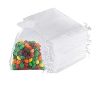 dogmoon Sheer Organza Bags, 50Pcs 15x20cm Medium Organza Gift Bags, with Drawstring Jewelry Gift Bags, Wedding Favour Bags for Party Festival Game(White)