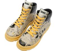 DOGO Ankle Boots for Women - Vegan Leather and Handmade Women Booties and Ankle Boots, MonoChrome Cats Design