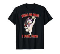 Dogo Argentino Yoga or Wine I Feel Fine - DIGOR Funny Value Graphic T-Shirt, Men, Black, M
