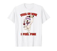 Dogo Argentino Yoga or Wine I Feel Fine - DIGOR Funny Value Graphic T-Shirt, Men, White, XL