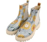 DOGO Aura Chelsea Boots for Women - Handmade and Vegan Leather Ankle Boots for Women, Cat Flower Design