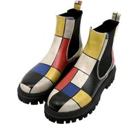 DOGO Aura Chelsea Boots for Women - Handmade and Vegan Leather Ankle Boots for Women, Piet Mondrian - Composition Design