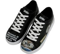 DOGO Black Sneakers for Women - Handmade Women's Fashion Sneakers, Vegan Leather and Unique Design, Comfortable Sneakers The Wise Owl, Size 10.5