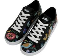 DOGO Black Sneakers for Women - Handmade Women's Fashion Sneakers, Vegan Leather and Unique Design, Womens Sneakers Flowers & Birds Black Design, Size 9.5