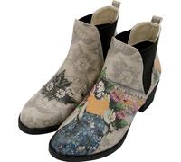 DOGO Chelsea Boots for Women - Vegan Leather and Handmade Heeled Ankle boots for Women, A Flower From The Past Design