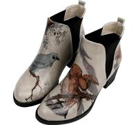 DOGO Chelsea Boots for Women - Vegan Leather and Handmade Heeled Ankle boots for Women, Chatting on a Branch Design