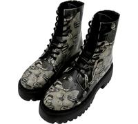 DOGO Combat Boots for Women - Vegan Leather and Handmade Platform Boots For Women, Supper BlackWhite Design