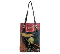 DOGO Edvard Munch The Scream Muse Women's Black Vegan Leather Shoulder Bag, Black, Medium