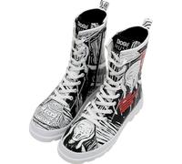 DOGO Gisele Boots for Women - Handmade and Vegan Leather Mid Calf Boots for Women, Edvard Munch The Scream White Design