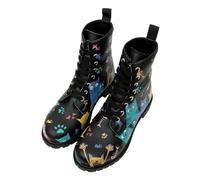DOGO Long Boots for Women - Vegan Leather and Unique Design Womens Winter Boots, Cat Lovers Black Design