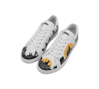 DOGO Men's Vegan Leather White Trainers - Night Lovers Pattern -44, White, 10 UK