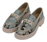 DOGO Penny Loafers for Women - Handmade and Vegan Leather Platform Loafers for Women Panda Hug Design, Size 8
