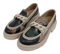 DOGO Penny Loafers for Women - Handmade and Vegan Leather Platform Loafers for Women, Petals Design, Size 10