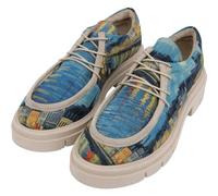 DOGO Platform Loafers for Women - Handmade and Vegan Leather Penny Loafers for Women, Sea Sparkles Design, Size 10