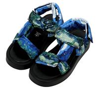 DOGO Platform Sandals Women - Vegan and Handmade Summer Sandals for Women, Vincent Van Gogh the Olive Trees, 8 UK