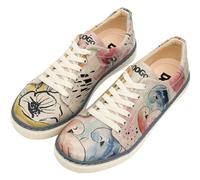 DOGO Vegan Leather Sneakers for Women - Handmade and Unique Fashion Sneakers for Women, A Pair of Doves Design, Size 8