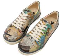 DOGO Vegan Leather Sneakers for Women - Handmade and Unique Fashion Sneakers for Women, Ancient Tales Design, Size 5