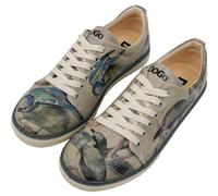 DOGO Vegan Leather Sneakers for Women - Handmade and Unique Fashion Sneakers for Women, Birds of The Castle Design, Size 9